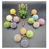 Vtg Christmas Frosted Light Bulbs & Angel Topper