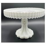Vintage Manhattan Milk Glass Cake Stand