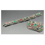 Vintage New England Glass Works Bracelet & Brooch