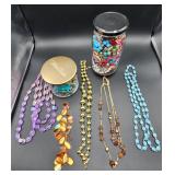 Necklaces (5 pcs) & Jars Jewelry Pieces (2 ct)