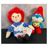 Raggedy Ann & Papa Smurf Plush Toys
