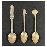 Mexico 825 Silver Souvenir Spoons (3)