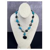 Magnesite Lava Blackstone Turquoise Necklace