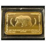 1 Troy Ounce 24k Gold Plated Bar Eagle & Bear