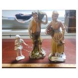 2 FIGURINES MADE IN JAPAN + GIRL W/ BUTTERFLY (AS