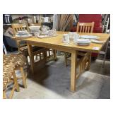 WOOD DINING TABLE W/ 8 CHAIRS & 2 LEAVES