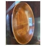 SHALLOW CARVED REDWOOD BOWL DATED 3/24 SIGNED