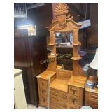 ANTIQUE MAPLE VANITY W/ MIRROR (MADE IN EUREKA)