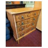4 DRAWER WOOD CHEST W/ VICTORIAN PULLS
