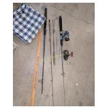 LOT 2 FISHING POLES & 2 REELS