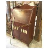 OLD GROWTH REDWOOD DROP FRONT DESK W/ GLASS