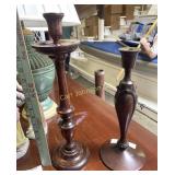 LOT 2 VINTAGE TURNED WOOD CANDLESTICKS