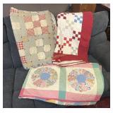 LOT OF 3 VINTAGE QUILTS