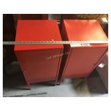 PAIR OF RED METAL NIGHTSTANDS