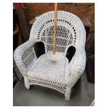 LOT OF 3 WHITE WICKER PATIO CHAIRS