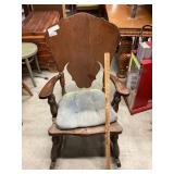 WOOD ROCKER W/ UPHOLSTERED CUSHION