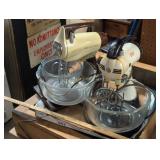 LOT OF 2 VINTAGE MIXERS W/ GLASS BOWLS & BEATERS