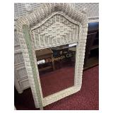 WHITE WICKER MIRROR