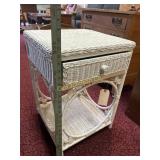 WHITE WICKER NIGHTSTAND