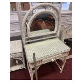 SMALL WHITE WICKER VANITY