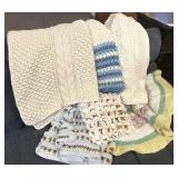 LOT CROCHETED AFGHANS, BLANKETS, PILLOW COVERS