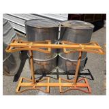 LOT OF 2 55-GALLON HORIZONTAL BARRELS W/ RACK