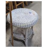 WHITE WICKER SIDE TABLE