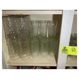 SHELF WITH DIAMOND CUT GLASSWARE