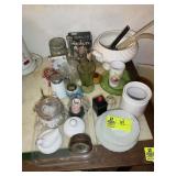 MISC GROUP OF PLATES, CUPS, BOWLS, CANISTERS, ETC