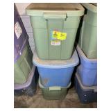 THREE TOTES OF ASSORTED VASES, SERVING PLATTERS