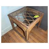 GLASS TOP SIDE TABLE, 24 IN SQ X 21 IN TALL