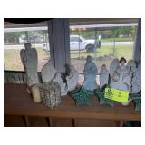 CONTENTS ON TOP OF DESK, FIGURINES, CANDLES, ETC