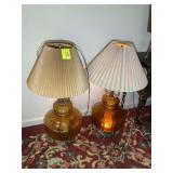 PAIR OF LARGE GLASS TABLE LAMPS, 36 IN TALL