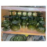 CONTENTS OF CABINET, CANNING JARS, GREEN GLASSWARE