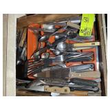 CONTENTS OF TWO DRAWERS IN KITCHEN, FLATWARE, MEAS