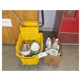 GROUP OF CLEANING SUPPLIES INCLUDING ROLLING MOP B