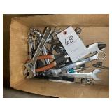 BOX CONTAINING MISC WRENCHES, PLYERS, CRESENT WREN
