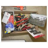 BOX CONTAINING MISC TOOLS INCLUDING, MINI SCREWDRI