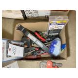 BOX CONTAINING MISC TOOLS INCLUDING, DUST MASK, TI