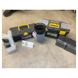 GROUP OF SMALL TOOL BOXES AND PARTS BINS