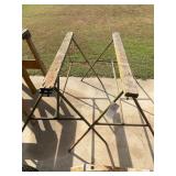 PAIR OF METAL FRAMED SAW HORSES