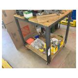 HOME MEDE ROLLING METAL SHOP TABLE, 28 IN X 30 IN