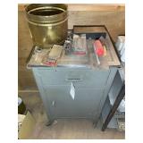 ONE DOOR ONE DRAWER ROLLING METAL CABINET ON CASTE