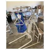 PAIR OF PATIENT LIFTS, ONE ON WHEELS ONE STATIONAR