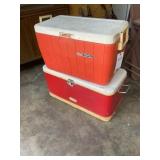 THERMOS METAL COOLER AND COLEMAN POLYLITE COOLER