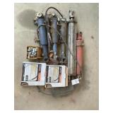 MISC GROUP OF HYDRAULIC CYLINDERS, HOSES, FITTINGS