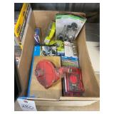 BOX CONTAINING MISC TOOLS, SCREWDRIVERS, MINI FILE