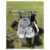 WHEEL CHAIR WITH WALKER AND SHOWER SEAT