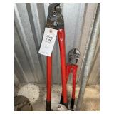 28 IN CABLE CUTTERS, 18 IN BOLT CUTTERS AND PIPE B