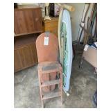 VINTAGE STEP STOOL IRONING BOARD AND CHAIR, ADDITI